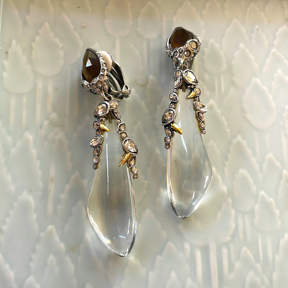 Alexis Bittar Lucite & Crystal Large Drop Earrings